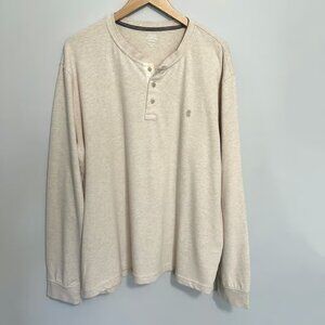 IZOD Men's Saltwater Long Sleeve Henley Shirt Oatmeal Cream Size XXL